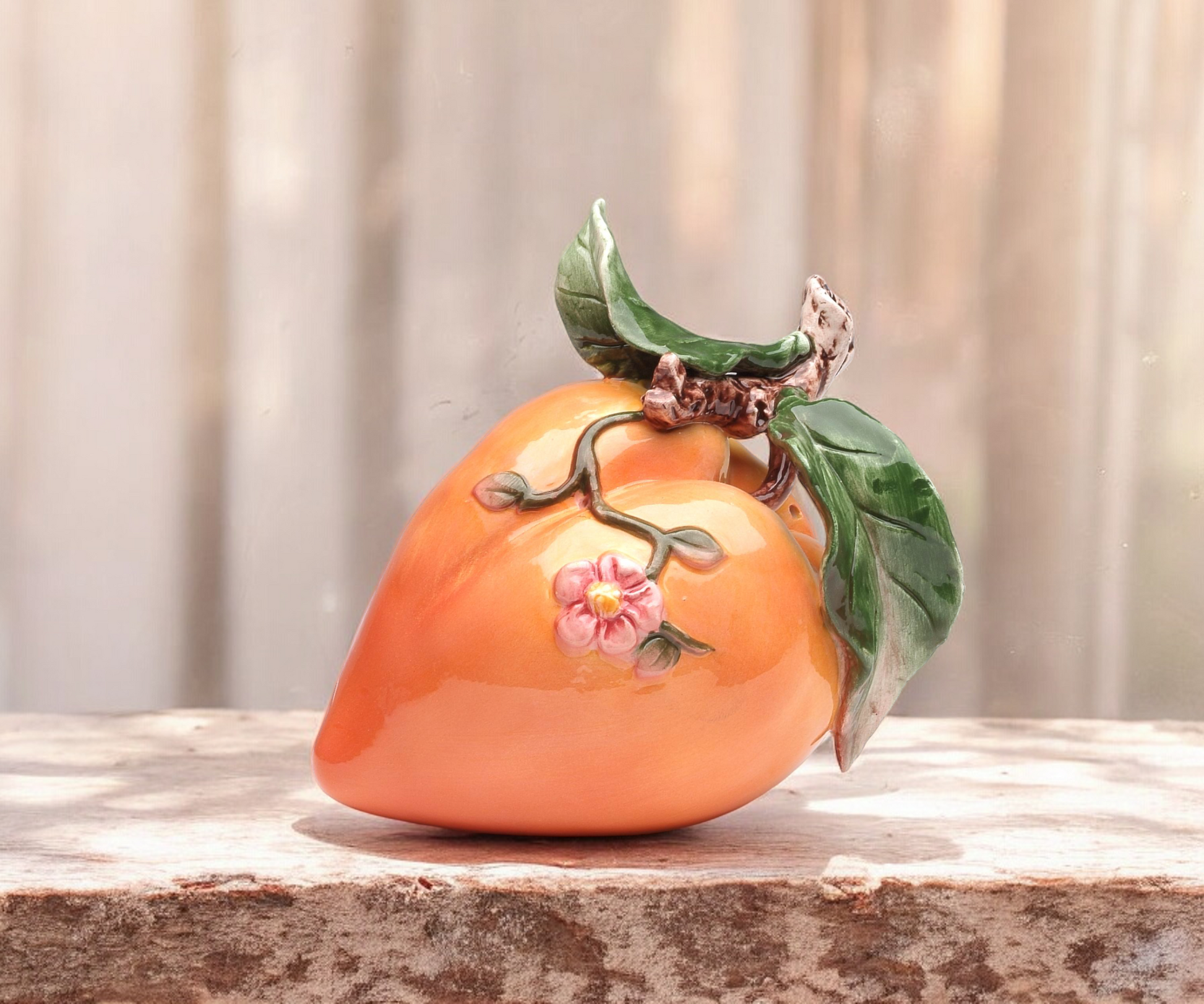 Ceramic Peach Figurine Home Decor Kitchen Decor Gift for Her Gift for Mom - Figurine