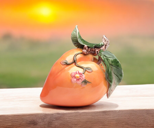 Ceramic Peach Figurine Home Decor Kitchen Decor Gift for Her Gift for Mom - Figurine