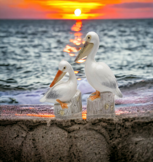 Ceramic Pelican Birds Salt & Pepper Shakers Home Décor Gift for Her Gift for Mom Kitchen Décor Birdwatcher Gift - Salt