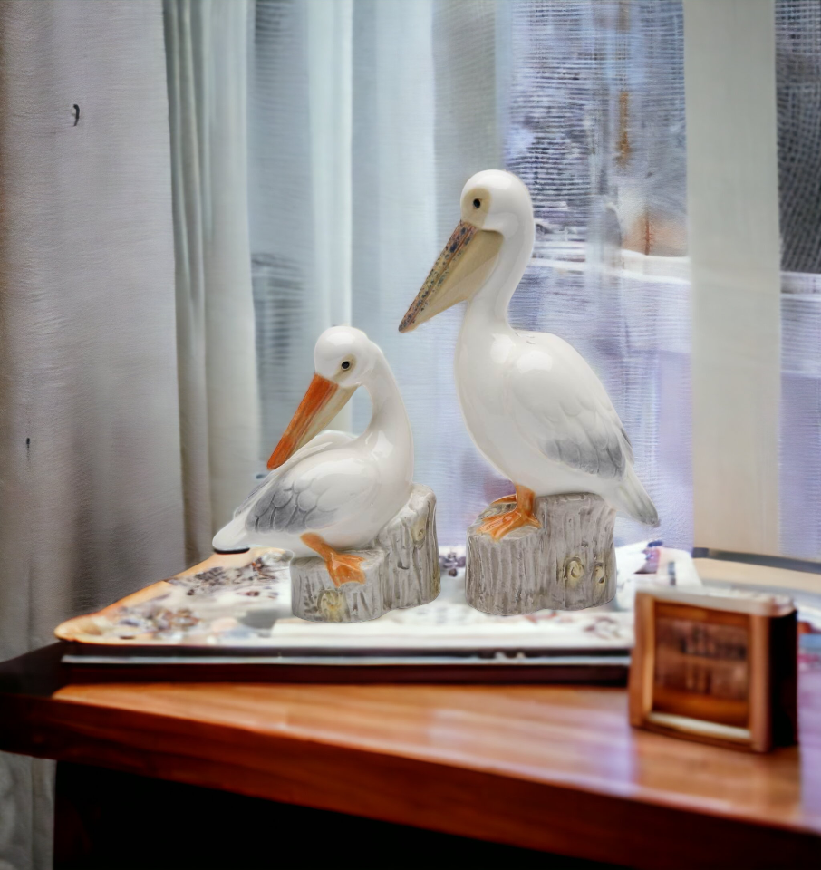 Ceramic Pelican Birds Salt & Pepper Shakers Home Décor Gift for Her Gift for Mom Kitchen Décor Birdwatcher Gift - Salt