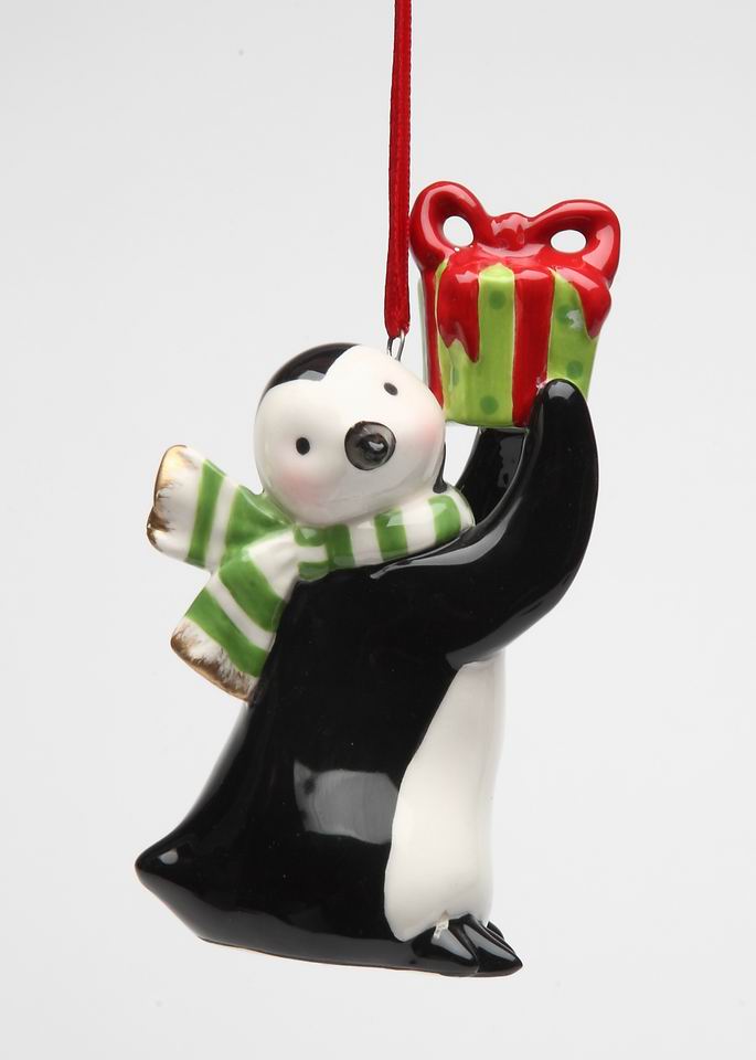 Ceramic Penguin Ornament With Gift Home Décor Gift for Her Gift for Mom Kitchen Décor Christmas Décor - Holiday