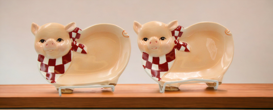 Ceramic Pig Candy Dish Set Of 2 Home Décor Gift for Her Gift for Mom Kitchen Décor Farmhouse Décor - Plates