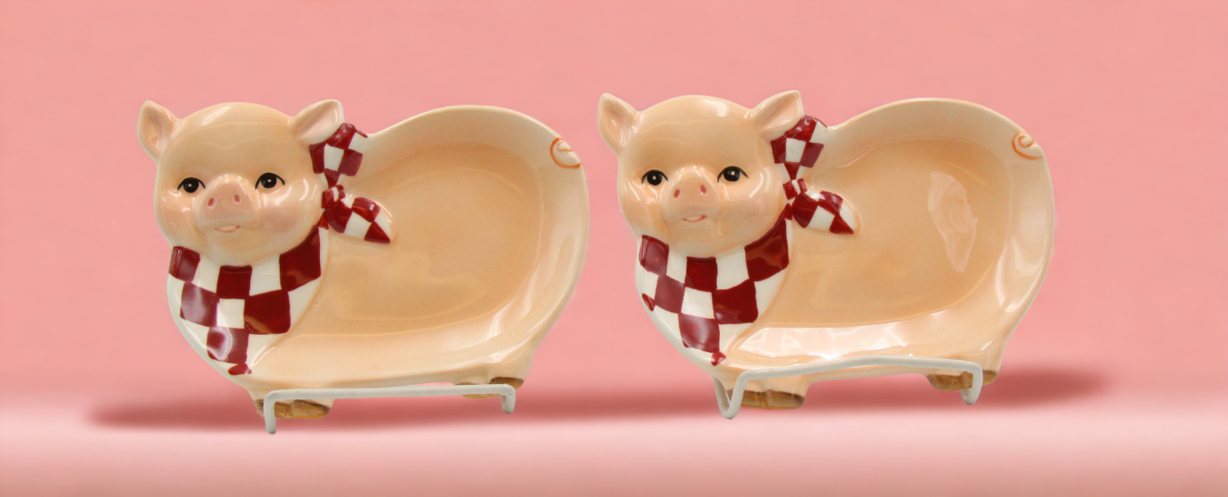 Ceramic Pig Candy Dish Set Of 2 Home Décor Gift for Her Gift for Mom Kitchen Décor Farmhouse Décor - Plates