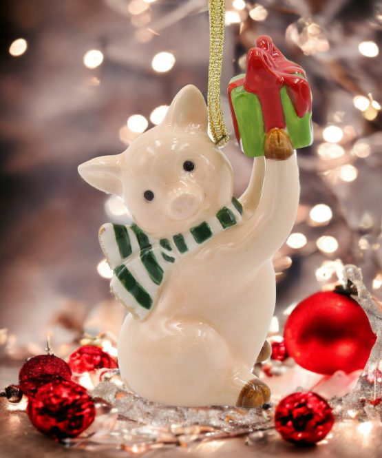Ceramic Pig With Giftbox Christmas Ornament Home Décor Gift for Her Mom Him Dad Christmas tree Décor Wall Decor