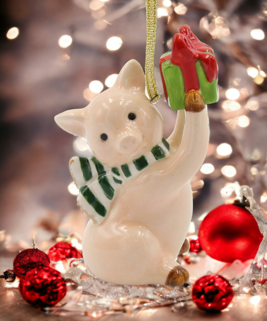Ceramic Pig With Giftbox Christmas Ornament Home Décor Gift for Her Mom Him Dad Christmas tree Décor Wall Decor