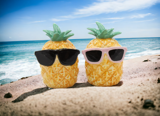 Ceramic Pineapples Wearing Sunglasses Salt and Pepper Shakers Home Décor Gift for Her Gift for Mom Kitchen Décor - Salt