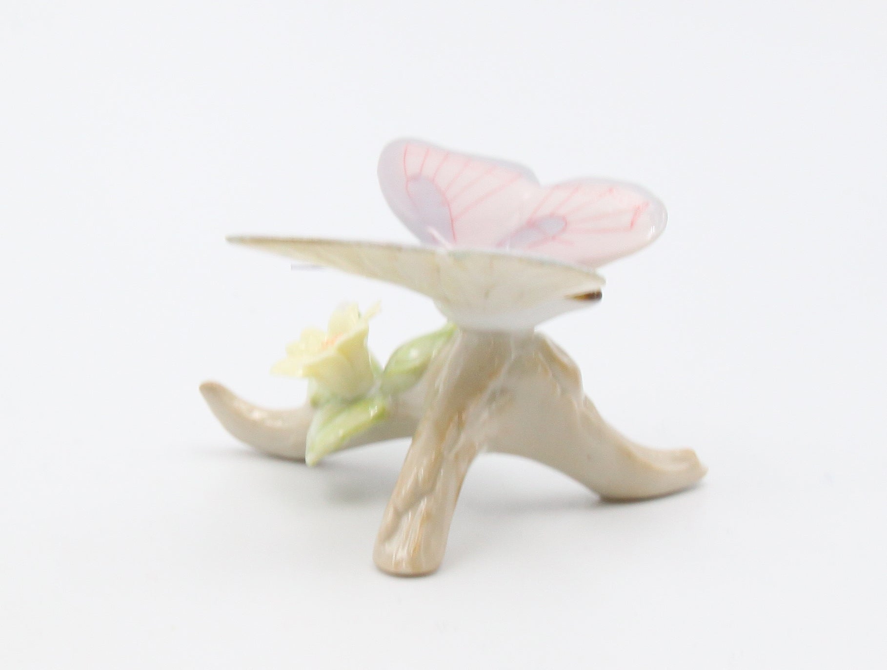 Ceramic Pink Butterfly with Flower Figurine Home Décor Gift for Her Gift for Mom Nature Lover Gift - Figurine
