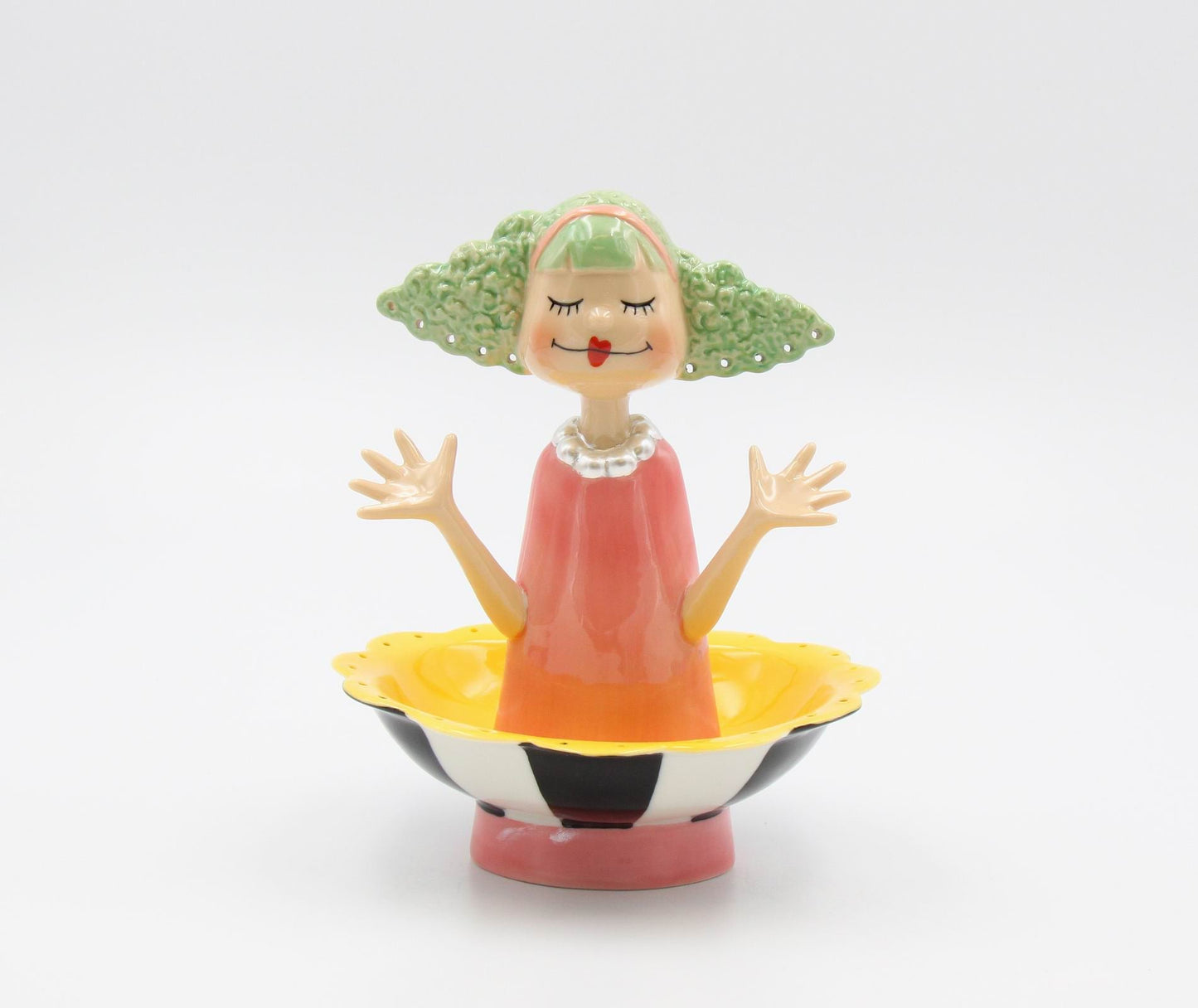 Ceramic Pink Hair Lady Vanity Decor Jewelry Holder Home Décor Gift for Her Gift for Mom Vanity Décor - Jewelry Holders