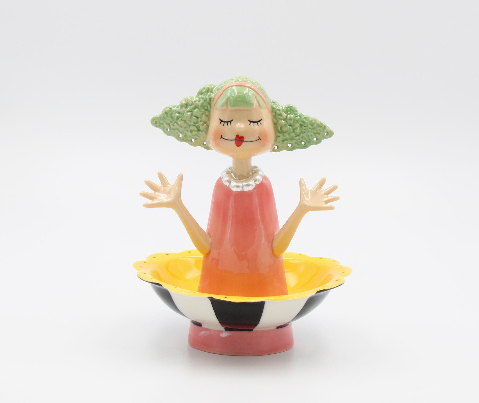 Ceramic Pink Hair Lady Vanity Decor Jewelry Holder Home Décor Gift for Her Gift for Mom Vanity Décor - Jewelry Holders