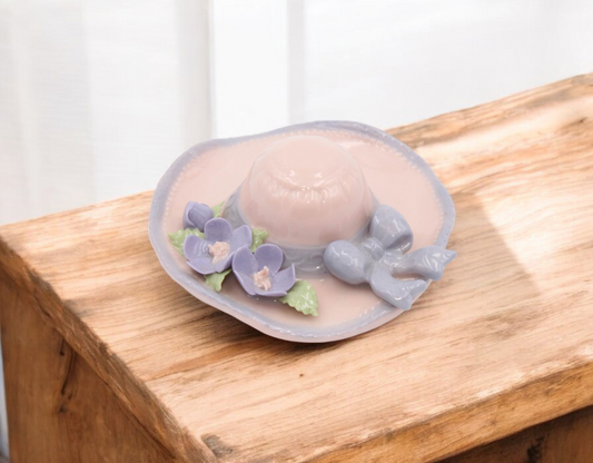 Ceramic Pink Hat with Flowers Figurine Home Decor Gift for Her Gift for Mom - Figurine