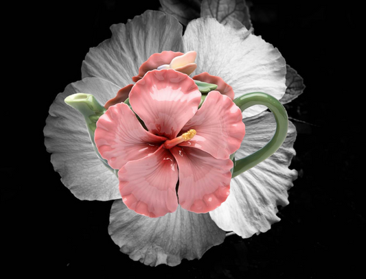 Ceramic Pink Hibiscus Flower Teapot Gift for Her Gift for Mom Kitchen Décor Tea Party Décor Café Décor Kitchen Decor