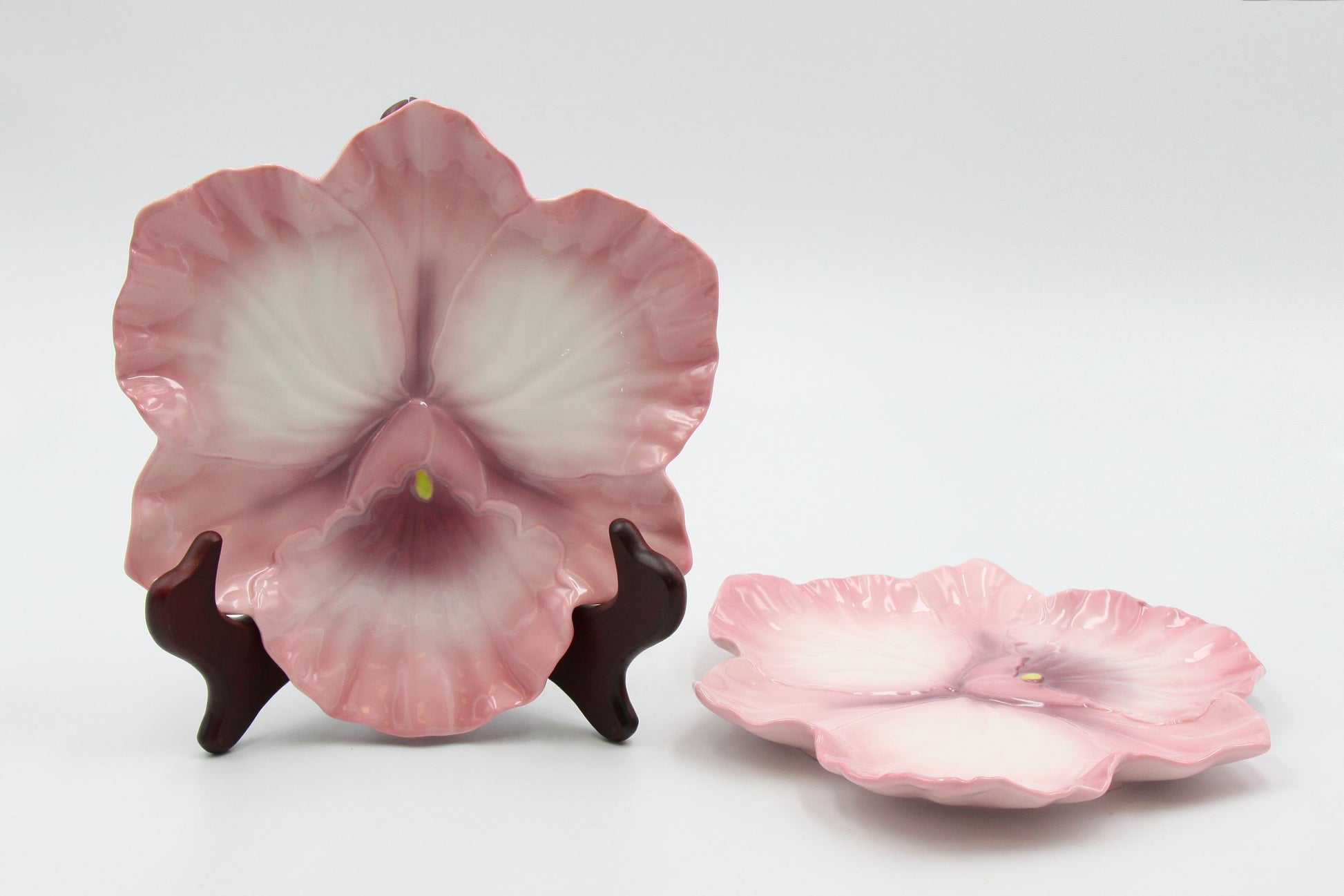 Ceramic Pink Orchid Flower Plates - Set Of 2 Home Décor Gift for Her Gift for Mom Nature Lover Décor Cottagecore