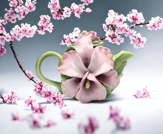 Ceramic Pink Orchid Flower Teapot Gift for Her Gift for Mom Kitchen Décor Tea Party Décor Café Décor Kitchen Decor