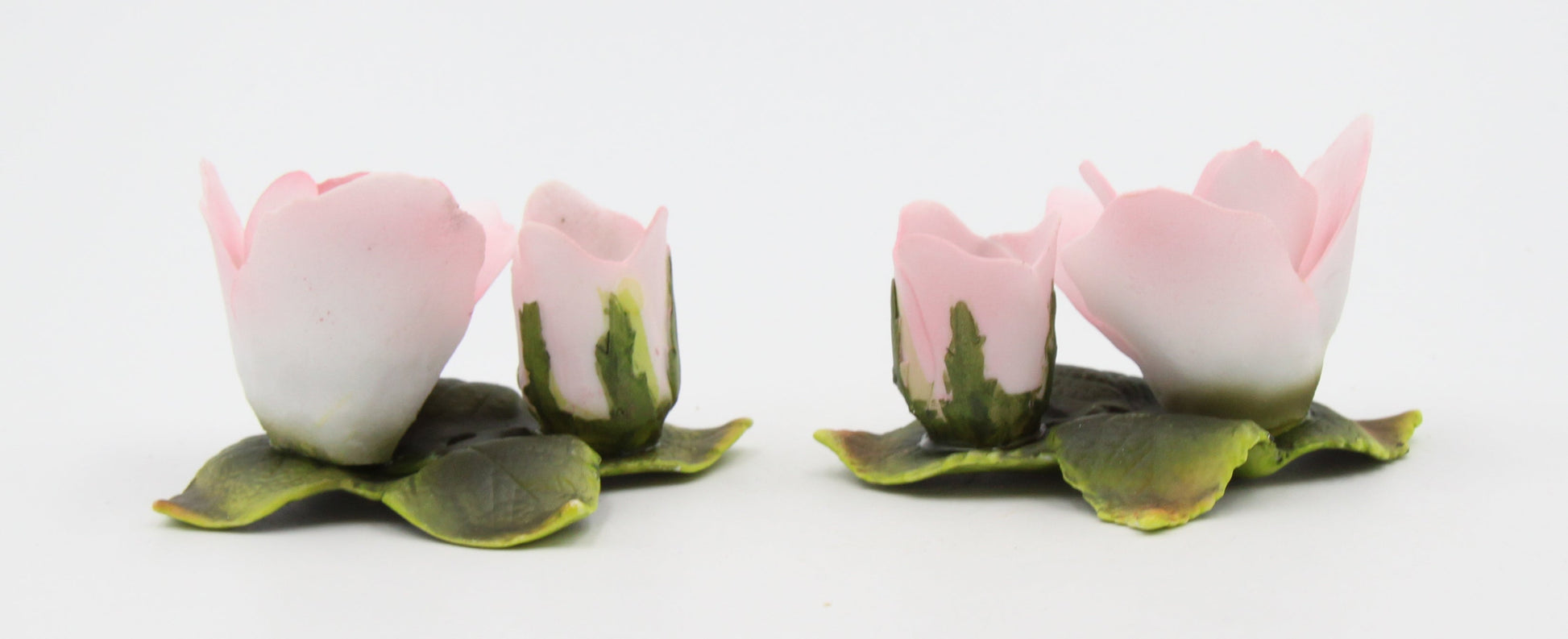 Ceramic Pink Rose Flowers with Buds Candle Holders - Set of 2 Romantic Decor Garden Decor Vintage Decor Gift for Mom