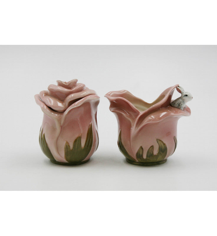 Rose Rabbit Sugar And Creamer Set - kevinsgiftshoppe