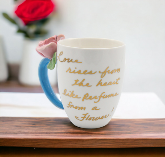 Ceramic Pink Rose Mug Home Décor Gift for Her Gift for Mom Kitchen Décor Valentine’s Day Décor Romantic Décor - Mugs