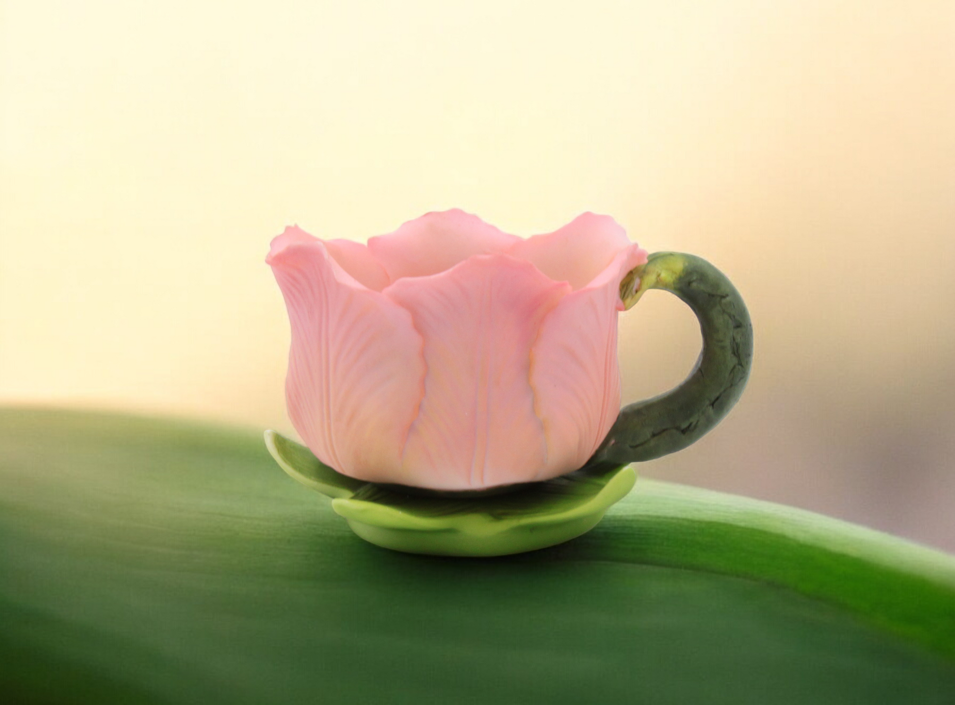 Ceramic Pink Tulip Flower Votive Candle Holder Spring Decor Vintage Decor Gift for Her Gift for Mom - Candle holder