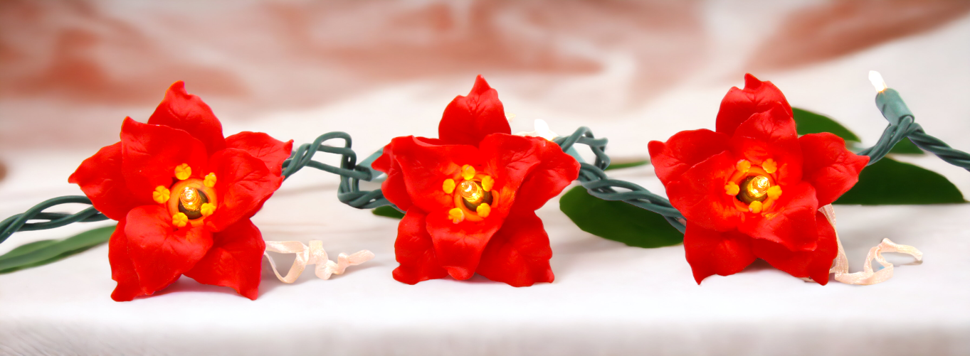 Ceramic Poinsettia Flower Light Covers-Set of 3 Wedding Decor Romantic Decor Christmas Decor Gift for Her GIft for Mom
