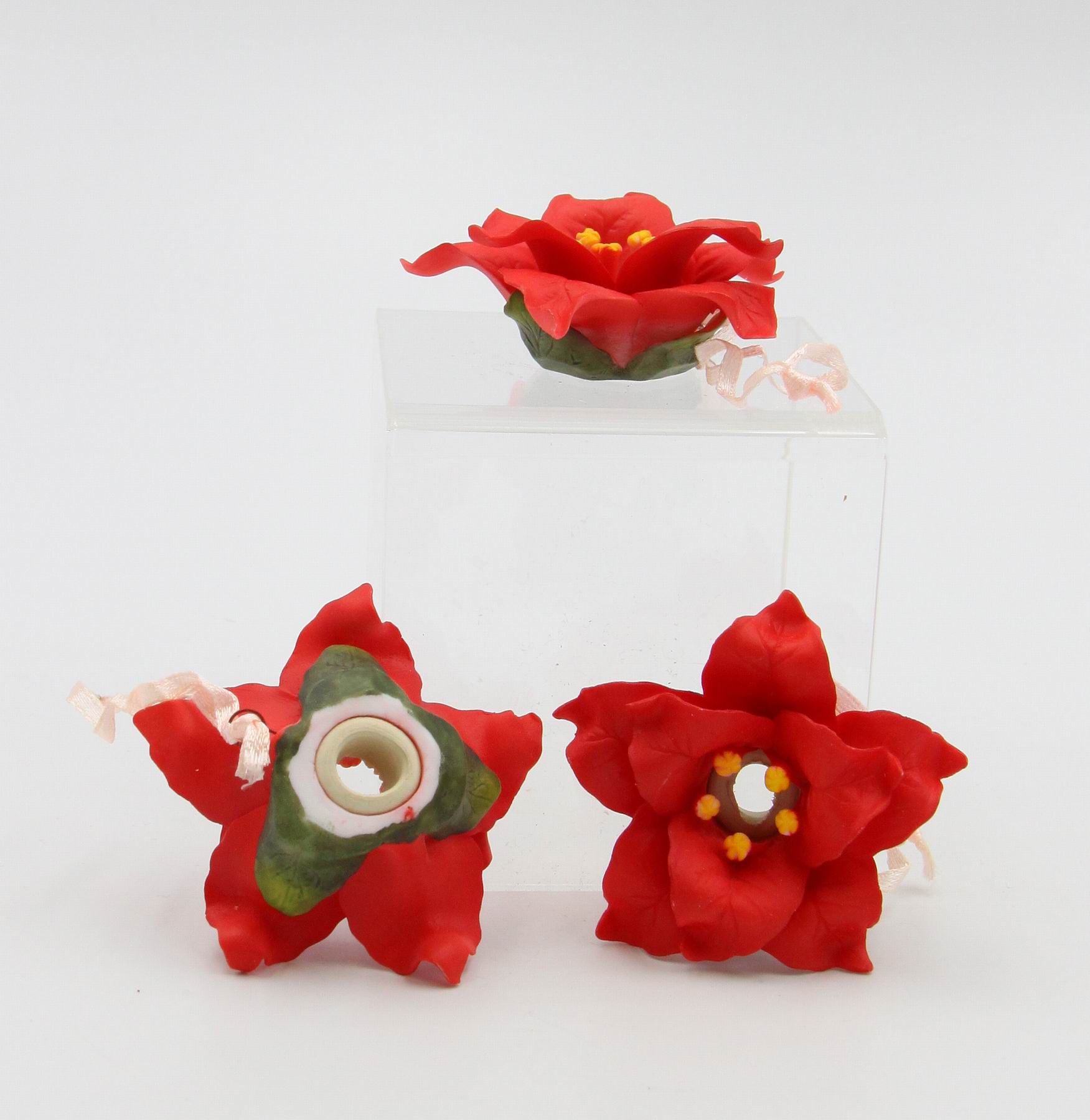 Ceramic Poinsettia Flower Light Covers-Set of 3 Wedding Decor Romantic Decor Christmas Decor Gift for Her GIft for Mom