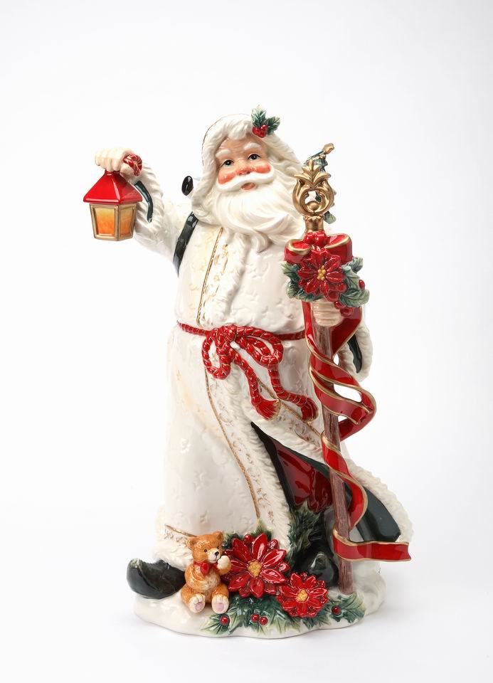 Ceramic Poinsettia Santa Figurine Home Décor Gift for Her Gift for Mom Kitchen Décor Christmas Décor - Figurine