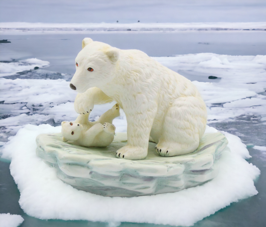 Ceramic Polar Bear Mom And Cub Figurine Home Décor Gift for Her Gift for Mom Kitchen Décor Nature Lover Gift - Figurine