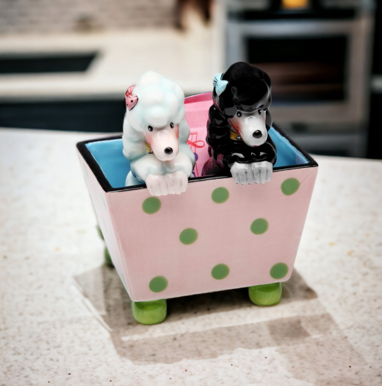 Ceramic Poodle Dogs Salt & Pepper Shakers In Box Set Home Décor Gift for Her Gift for Mom Kitchen Décor Dog Lover Gift