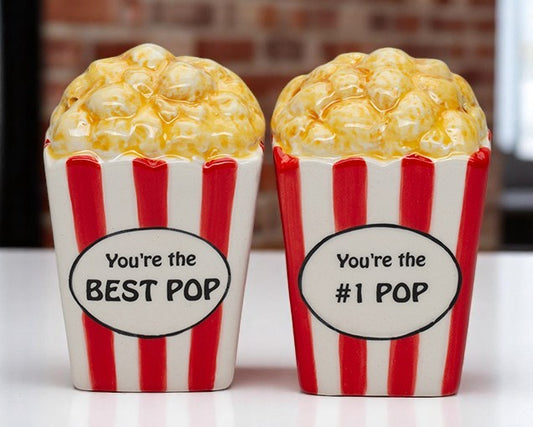 Ceramic Popcorn Salt and Pepper Shakers Popcorn Lover Gift Father’s Day Gift - Salt & Pepper Shakers