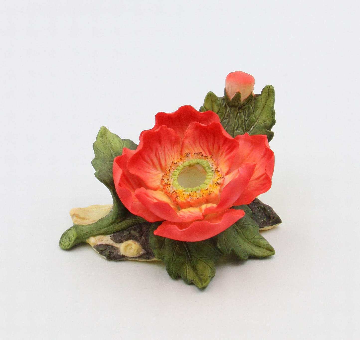 Ceramic Poppy Flower Half Inch Tapper Candle Holder Home Décor Gift for Her Gift for Mom Nature Lover Gift - Candle