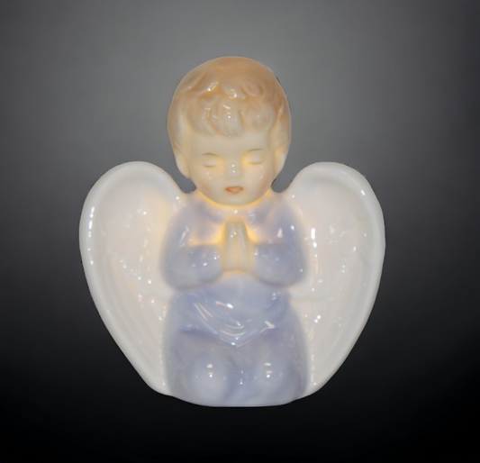 Ceramic Praying Angel Boy Led Night Light Home Décor Religious Décor Religious Gift Church Décor Baptism Gift - Night