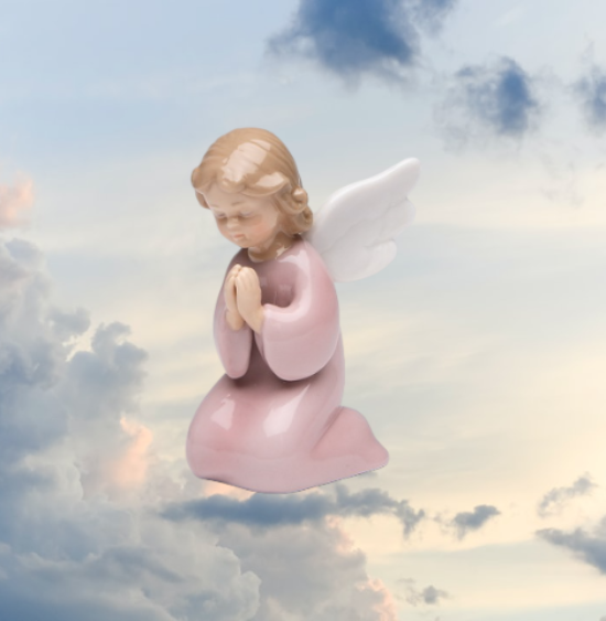 Ceramic Praying Angel Girl with Wings Figurine Home Décor Religious Décor Religious Gift Church Décor Baptism Gift