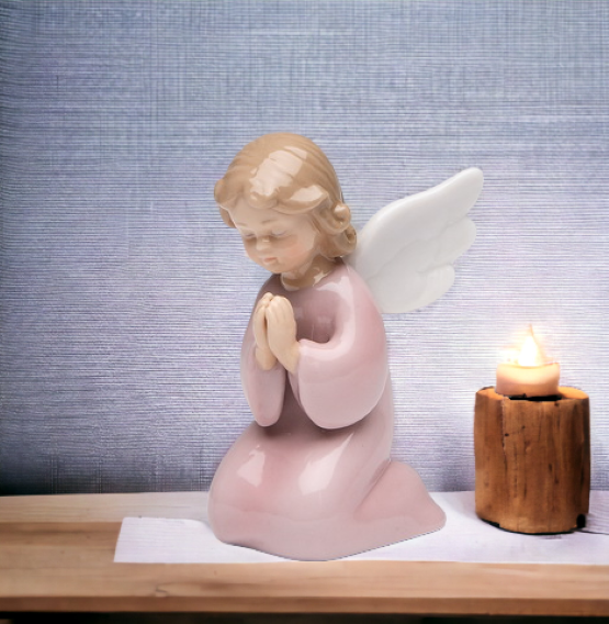 Ceramic Praying Angel Girl with Wings Figurine Home Décor Religious Décor Religious Gift Church Décor Baptism Gift