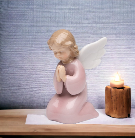 Ceramic Praying Angel Girl with Wings Figurine Home Décor Religious Décor Religious Gift Church Décor Baptism Gift