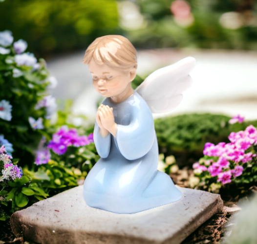 Ceramic Praying Boy Angel with Wings Figurine Home Décor Religious Décor Religious Gift Church Décor Baptism Gift