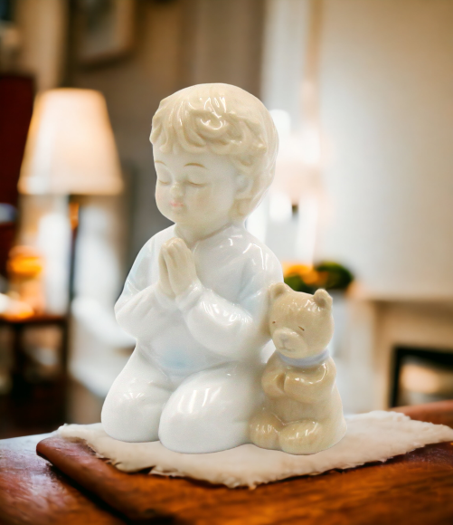 Ceramic Praying Boy Figurine Religious Décor Religious Gift Church Décor Baptism Gift - Figurines