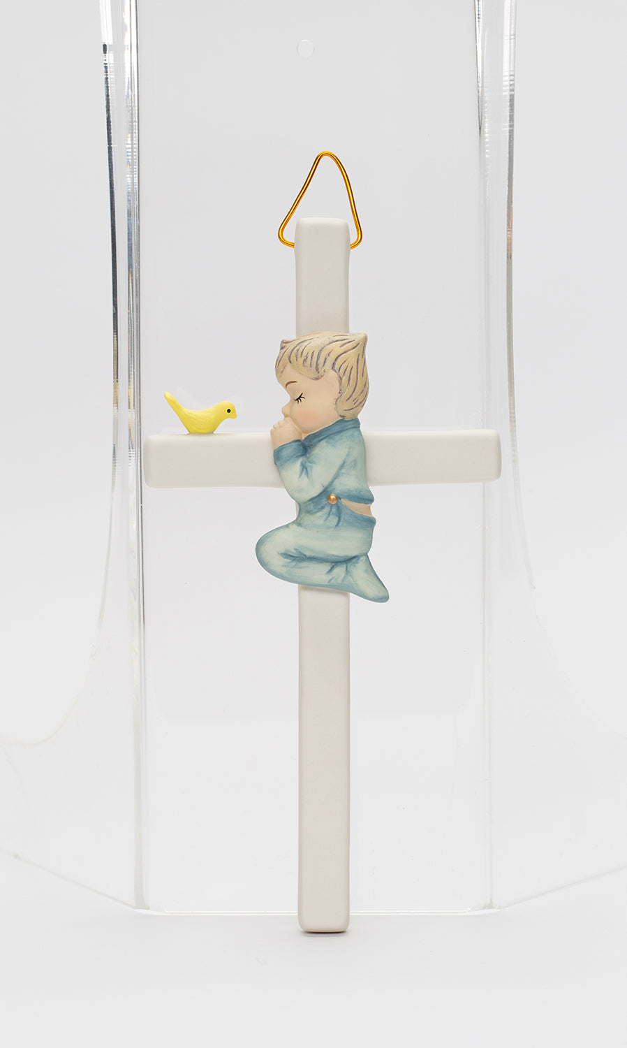 Ceramic Praying Boy With Bird Cross Wall Decor Religious Décor Religious Gift Church Décor Church Gift Baptism Gift
