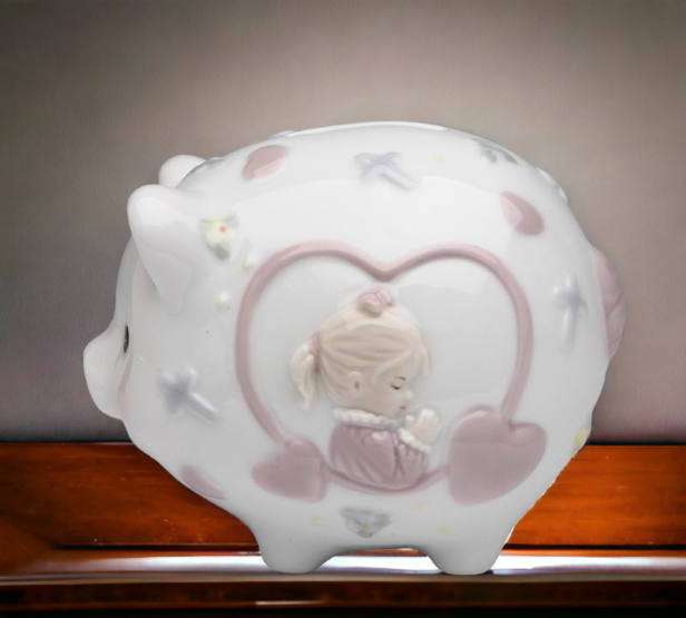 Ceramic Praying Girl Piggy Bank Home Décor Religious Décor Religious Gift Church Décor Baptism Gift - Piggy Banks &