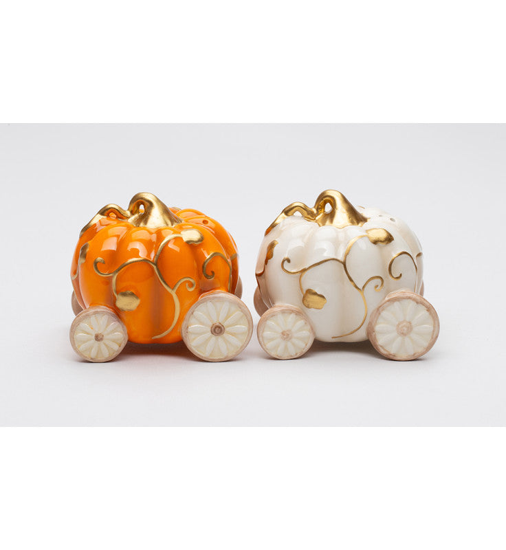 Ceramic Pumpkin Carriage Salt and Pepper Shakers Fall Decor Kitchen Decor Gift for Her - Salt & Pepper Shakers
