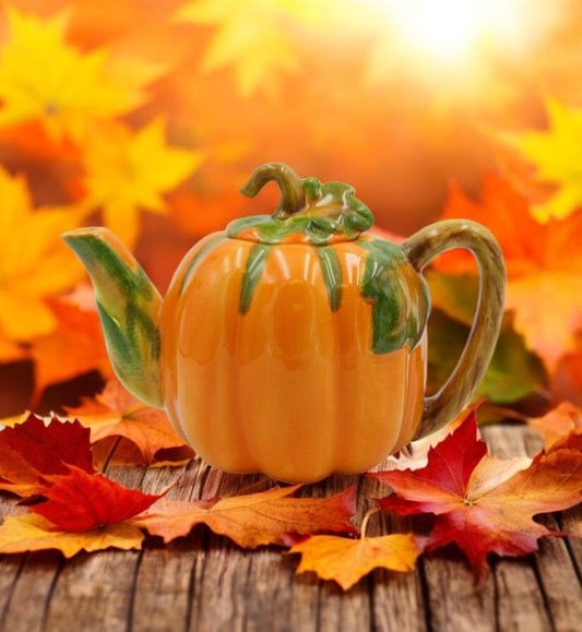 Ceramic Pumpkin Teapot for Pumpkin Spice Lovers Gift for Her Gift for Mom Tea Party Décor Café Décor Fall Thanksgiving