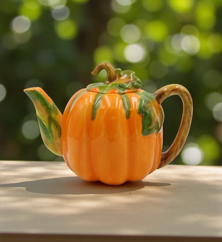 Ceramic Pumpkin Teapot for Pumpkin Spice Lovers Gift for Her Gift for Mom Tea Party Décor Café Décor Fall Thanksgiving