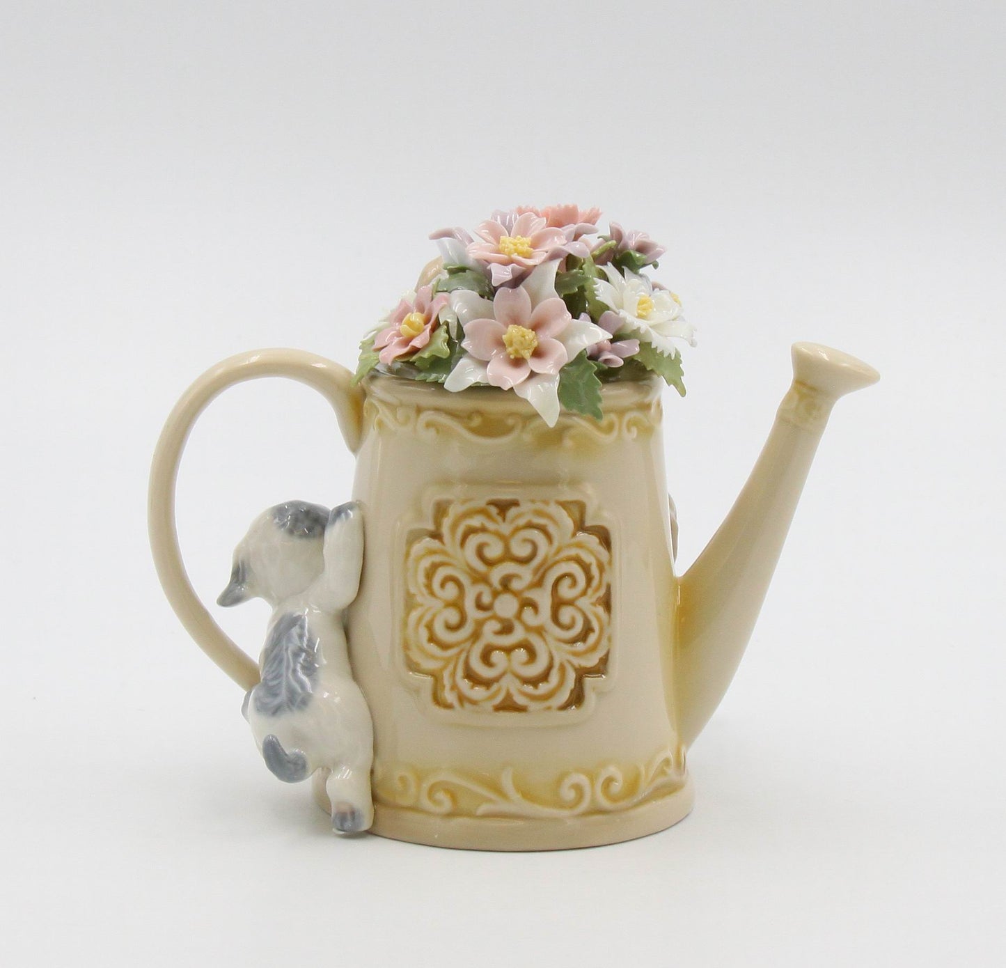 Ceramic Puppies Playing with Flower Pitcher Music Box Home Décor Gift for Her Gift for Mom Kitchen Décor Dog Lover Gift