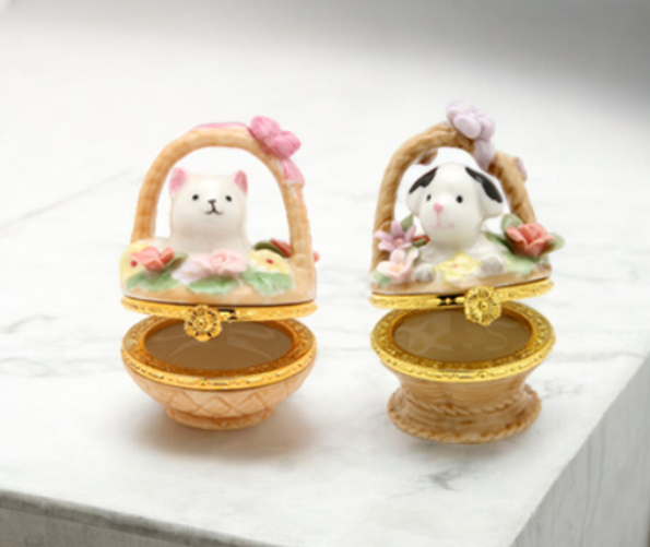 Ceramic Puppy and Kitten Hinge Boxes Gift for Dog or Cat Lover Home Decor Pet Loss Gift - hinge box