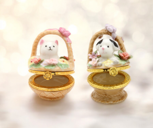 Ceramic Puppy and Kitten Hinge Boxes Gift for Dog or Cat Lover Home Decor Pet Loss Gift - hinge box