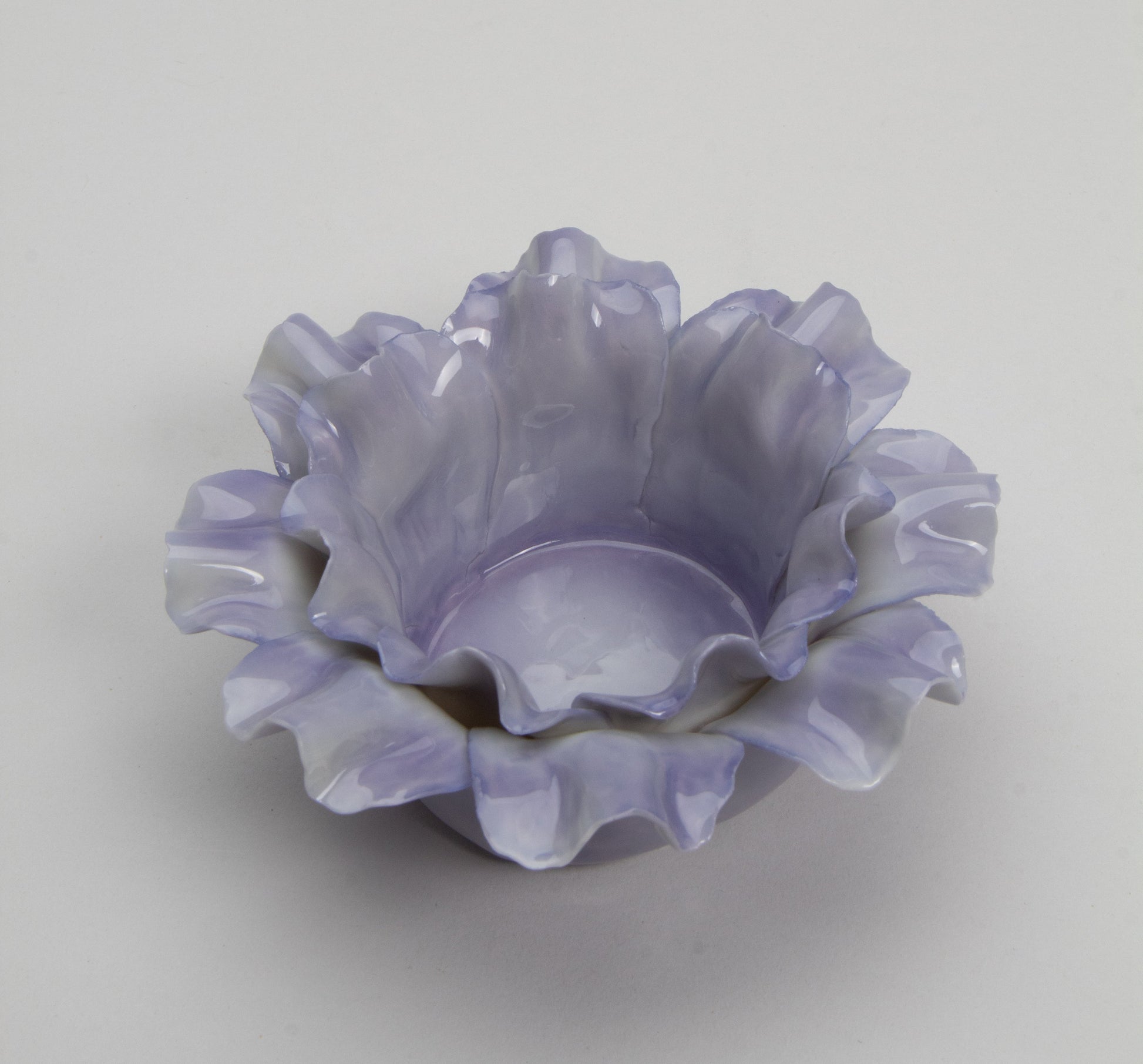 Ceramic Purple Flower Candle Holder Home Décor Gift for Her Gift for Mom Bathroom Décor Vanity Décor Wedding Table