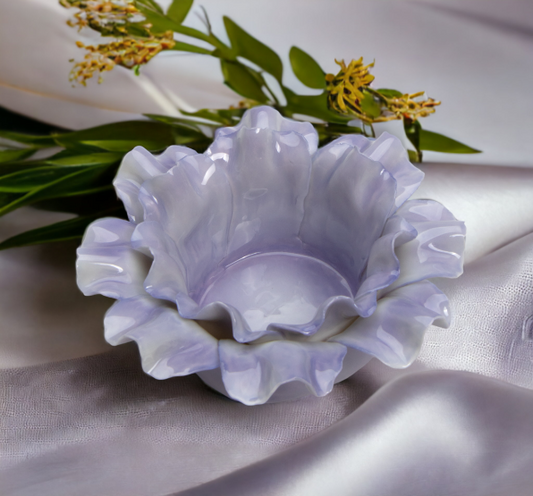 Ceramic Purple Flower Candle Holder Home Décor Gift for Her Gift for Mom Bathroom Décor Vanity Décor Wedding Table