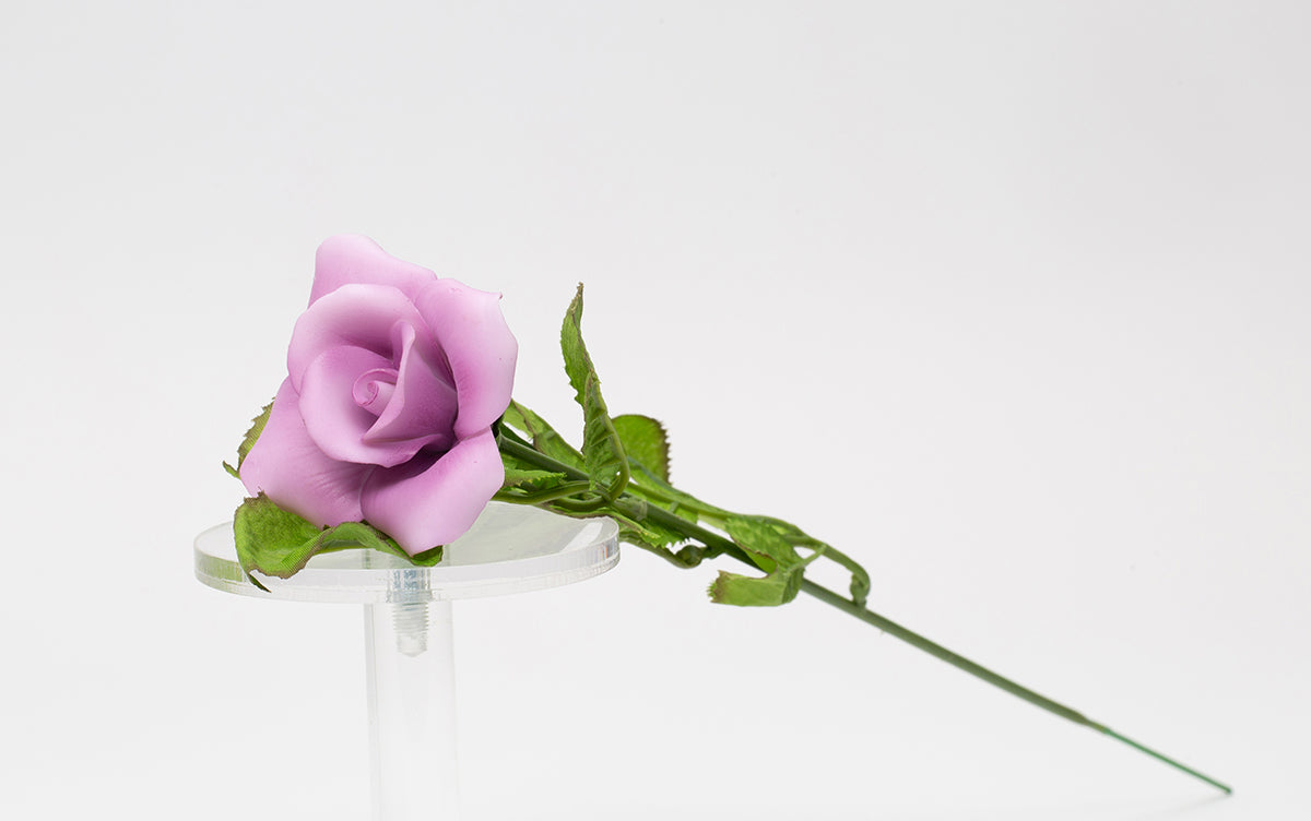 Ceramic Purple Rose Flower - Set of 2 Wedding Decor Romantic Decor Gift for Her Gift for Mom - Figurine