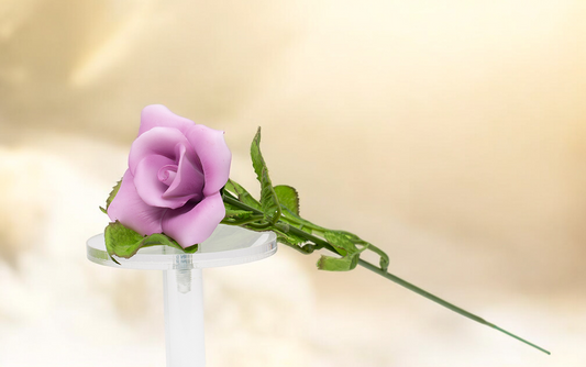 Ceramic Purple Rose Flower - Set of 2 Wedding Decor Romantic Decor Gift for Her Gift for Mom - Figurine