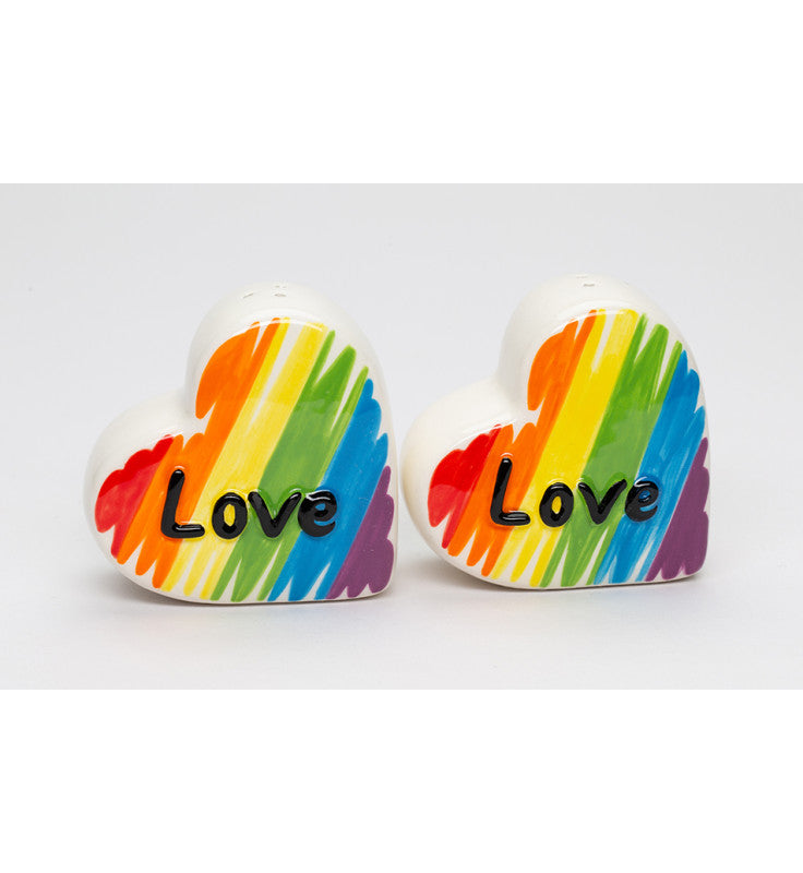 Ceramic Rainbow Hearts Salt and Pepper Shakers Kitchen Decor Pride Month Decor - Salt & Pepper Shakers