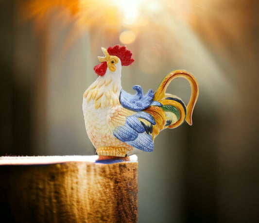 Ceramic Rainbow Rooster Teapot Gift for Her Gift for Mom Tea Party Décor Café Décor Farmhouse Kitchen Décor - teapot