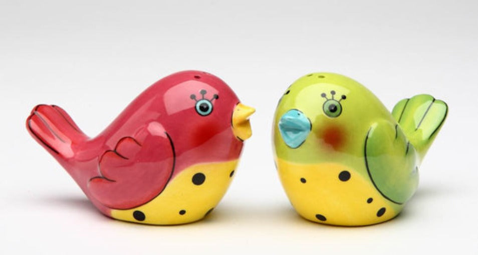 Ceramic Red And Green Dotted Love Birds Salt & Pepper Shakers Home Décor Gift for Her Gift for Mom Kitchen Décor