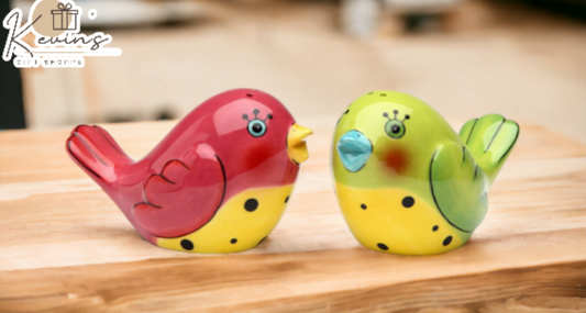 Ceramic Red And Green Dotted Love Birds Salt & Pepper Shakers Home Décor Gift for Her Gift for Mom Kitchen Décor